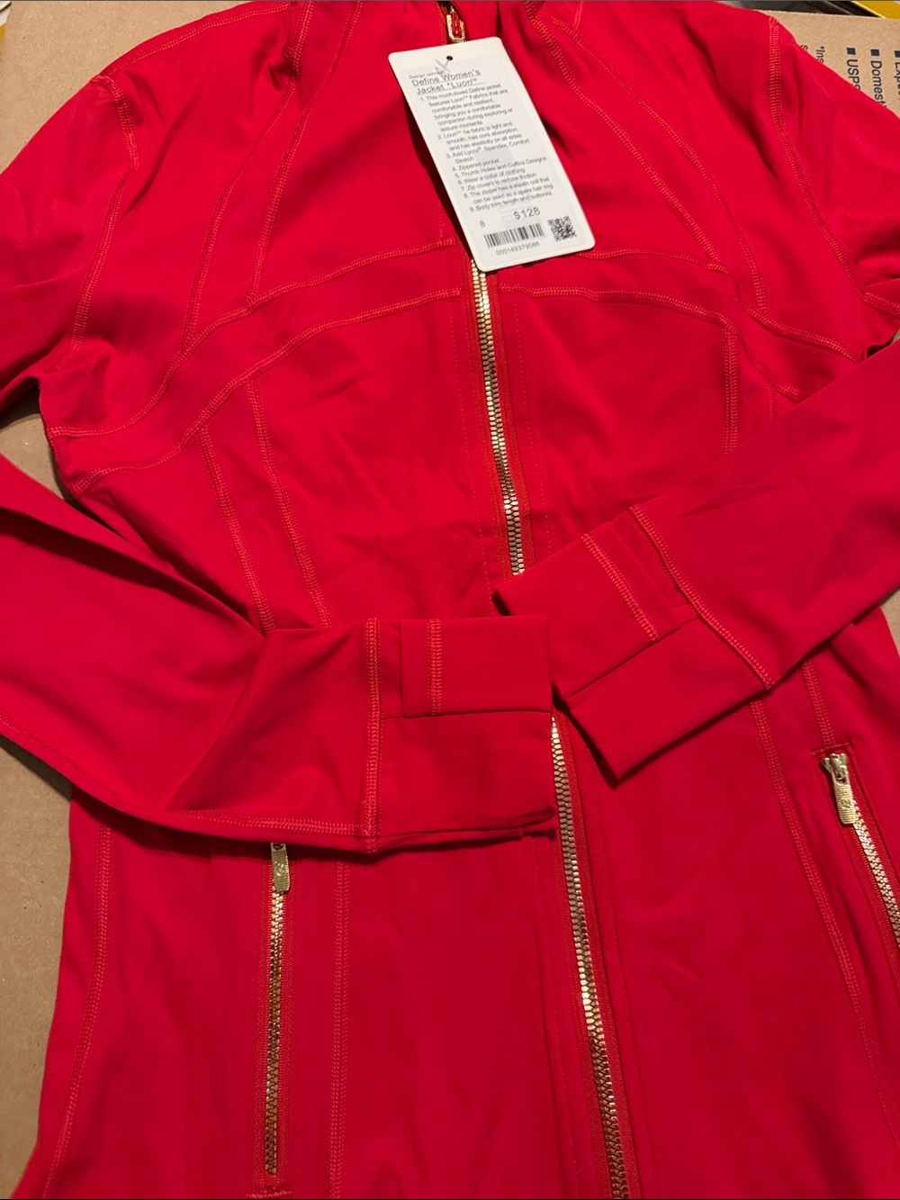 lululemon athletica Red Long-Sleeve Zip Dress with Gold Zippers